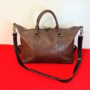 Vintage Satchel & Page Weekender Brown Leather Travel Duffel Bag